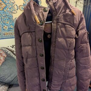 Naketano BREAKFAST CLUB Purple Quilted Puffer Coat High Collar